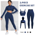 custom logo seamless 3 pieces woman fitness clothing women gym wear fitness sets